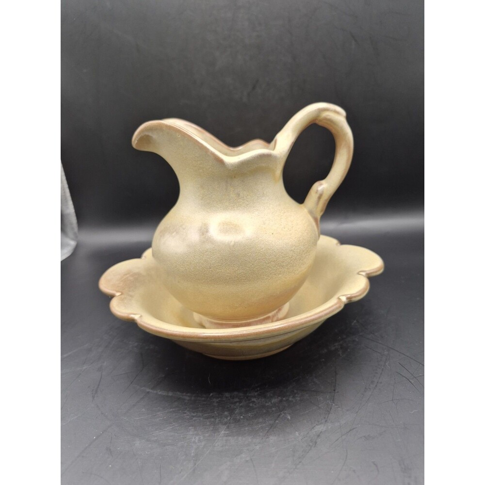 Vintage FRANKOMA: Plainsman Pitcher F30A and  Wash Basin 30B Brown/Cream